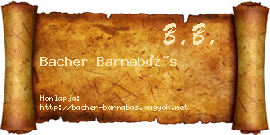 Bacher Barnabás névjegykártya
